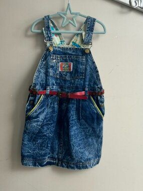 👗💙 Vintage Jean Kingdom Denim Overall Dress – Size 3T 💙👗